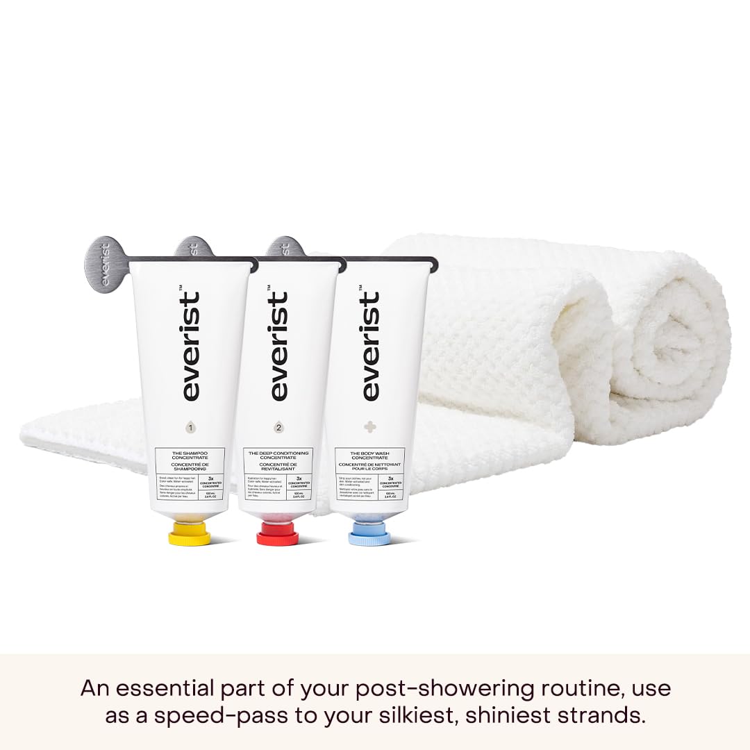Everist The Quick-Dry Hair Towel, Microfiber, 50% Shorter Dry Time, Reduce Hair Breakage, Flexible Strap for Secure Fit, 1 Each