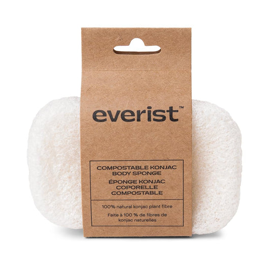 Everist The Compostable Konjac Sponge, 100% Natural Plant-Fiber Cleansing & Reusable Shower Sponge for Smoother Skin, Gentle Exfoliation, 1 Each