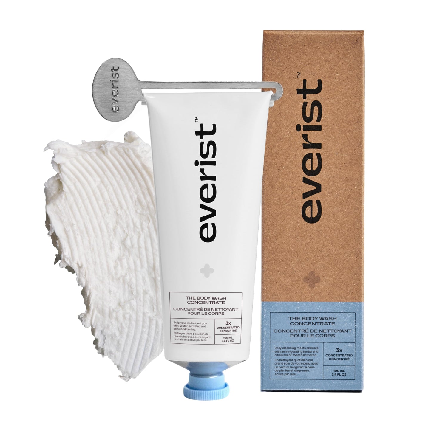 Everist Body Wash Concentrate – Waterless Hydrating Cream Cleanser with Aloe Vera & Glycerin – Skin-Soothing, Plant-Based, Vegan – 3.4 fl oz